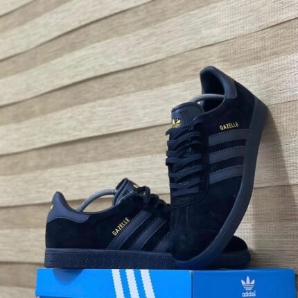 Adidas Gazelle Suede Sneakers – Triple Black Gold Edition