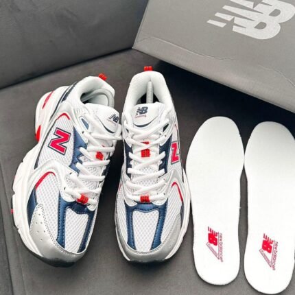 New Balance 530 Running Sneakers – Silver White Navy Red