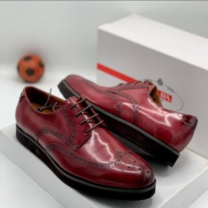 Burgundy Leather Brogue Oxford Shoes