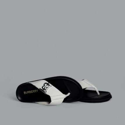 Burberry Monogram Leather Sandals – White