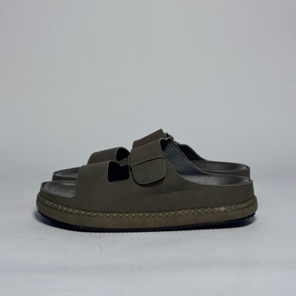 Zara Olive Green Leather Velcro Sandals