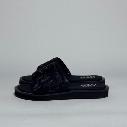 Zara Textured Black Slides